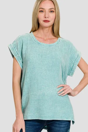 Acid Wash Gauze Tee