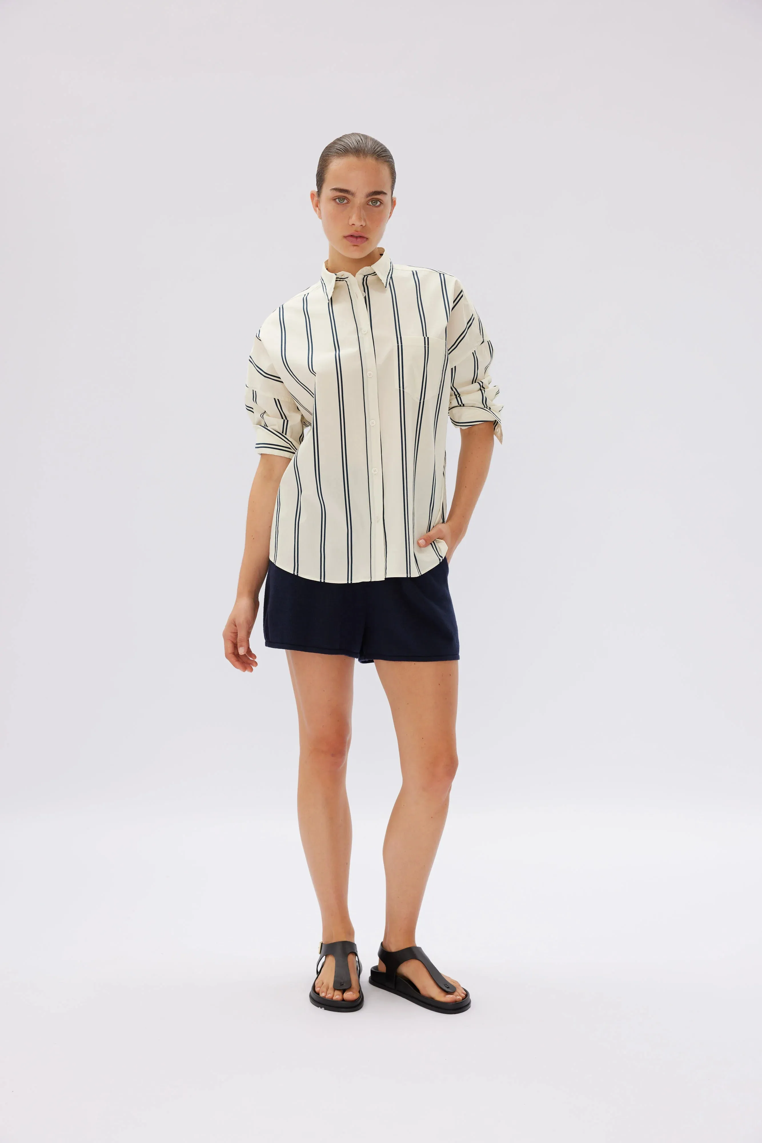 Chiara Shirt Mid Length Vanilla/Navy
