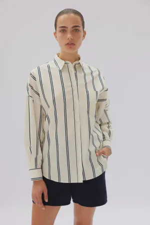 Chiara Shirt Mid Length Vanilla/Navy