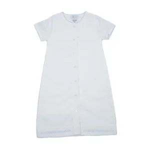Classic Batiste Day Gown, White with Lt.Blue Trim