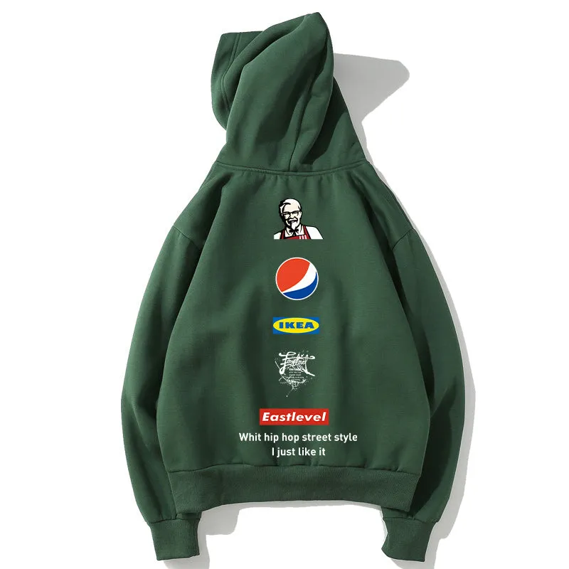 Cola Fleece Hoodies - Solid Color Cola Series Cola KFC Logo Icon Super Cool Fleece Hoodie