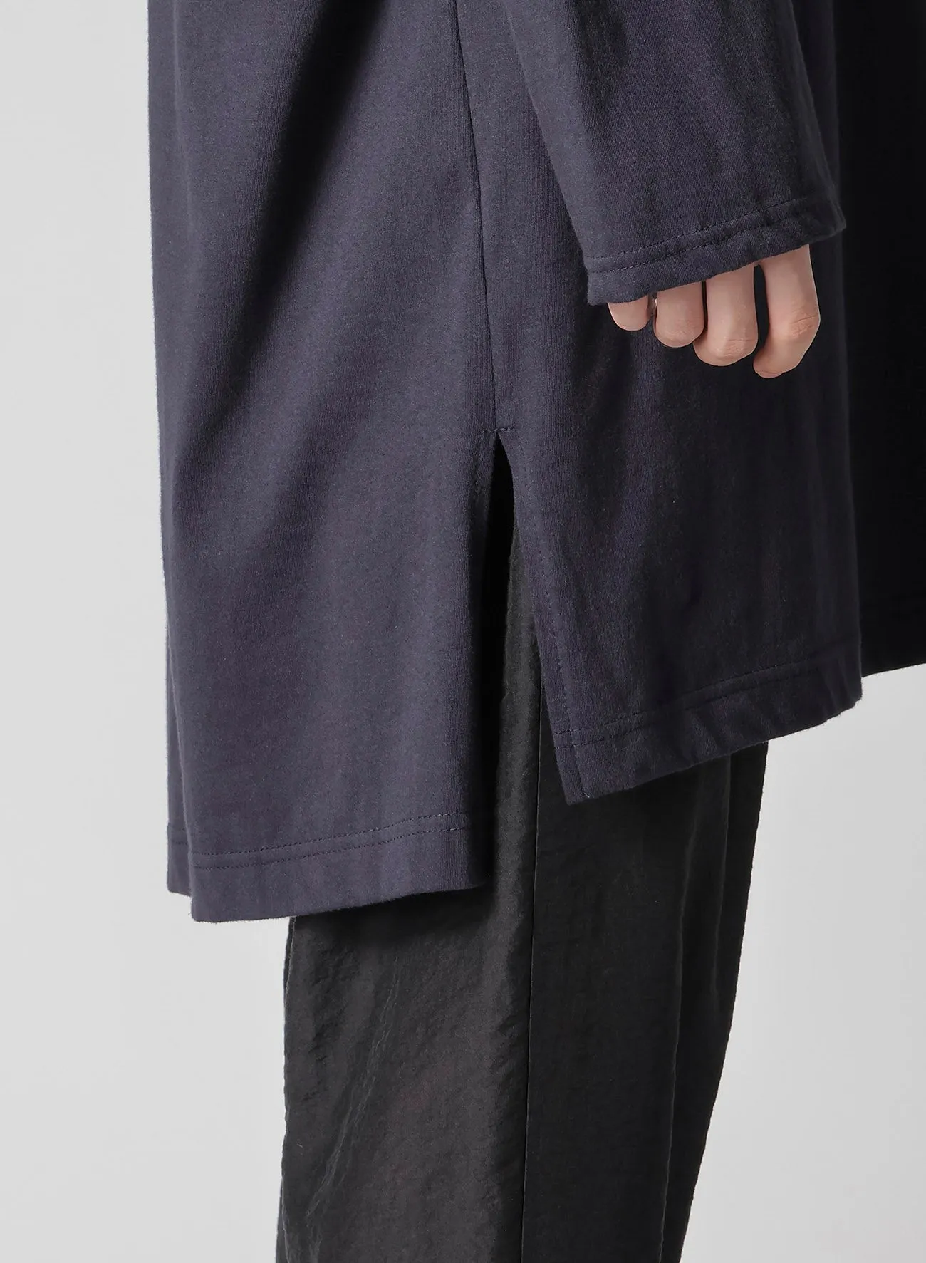 COMBED SINGLE JERSEY SINGLE BUTTON HENRY NECK LS T