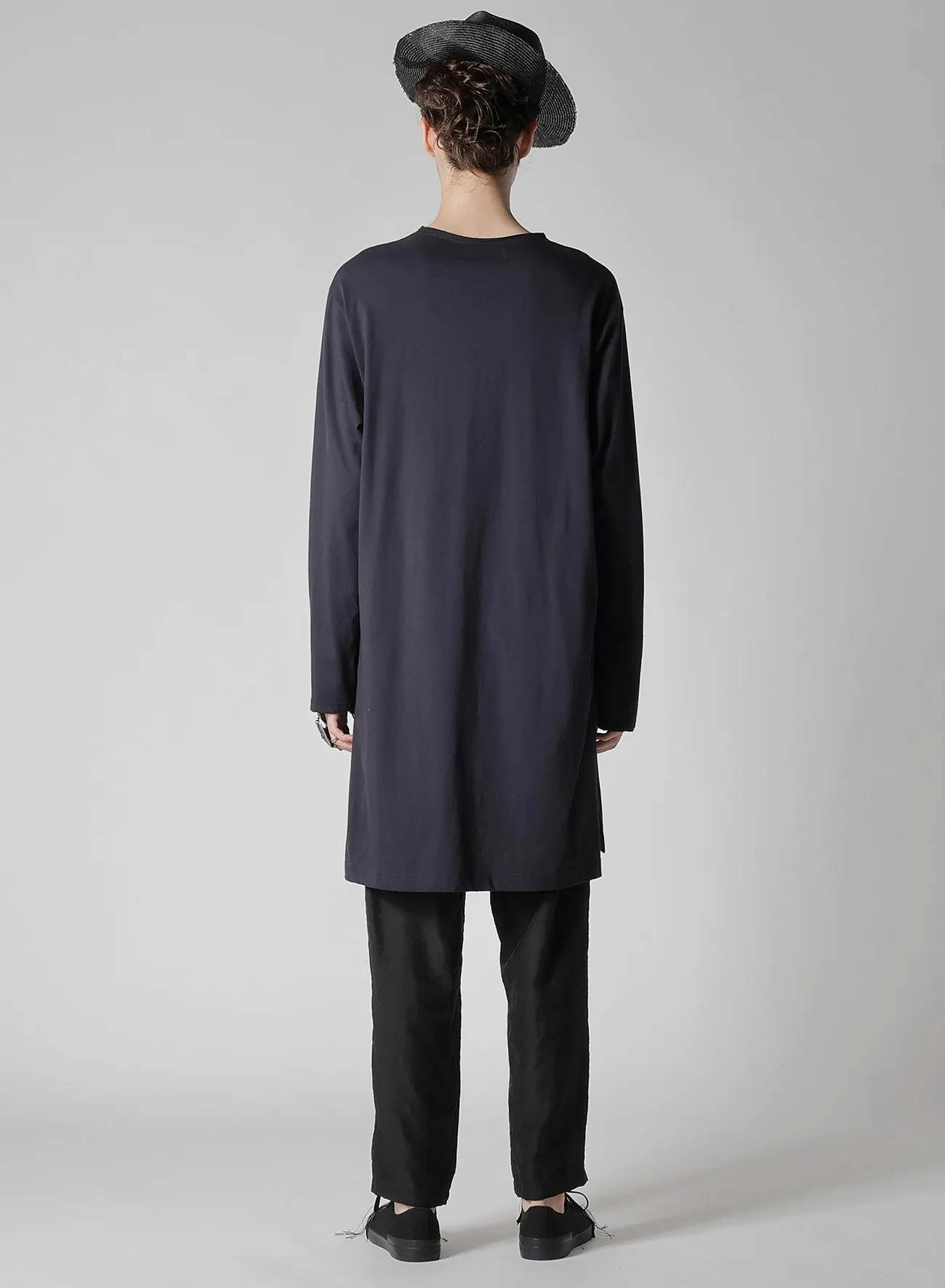 COMBED SINGLE JERSEY SINGLE BUTTON HENRY NECK LS T