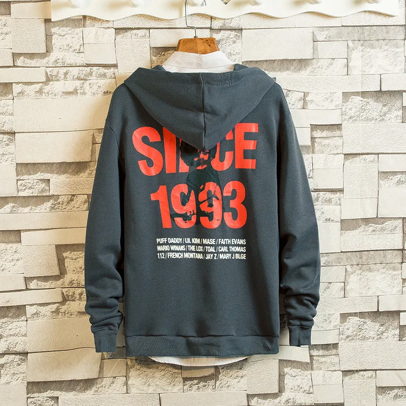 Fleece Hoodies - Solid Color Fleece Hoodie Series 1993 Man Icon Fashion Fleece Hoodie