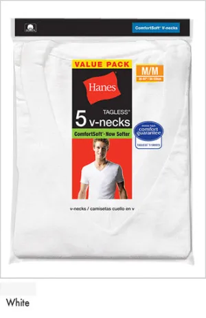 Hanes White V-Neck T-shirt 5 pack