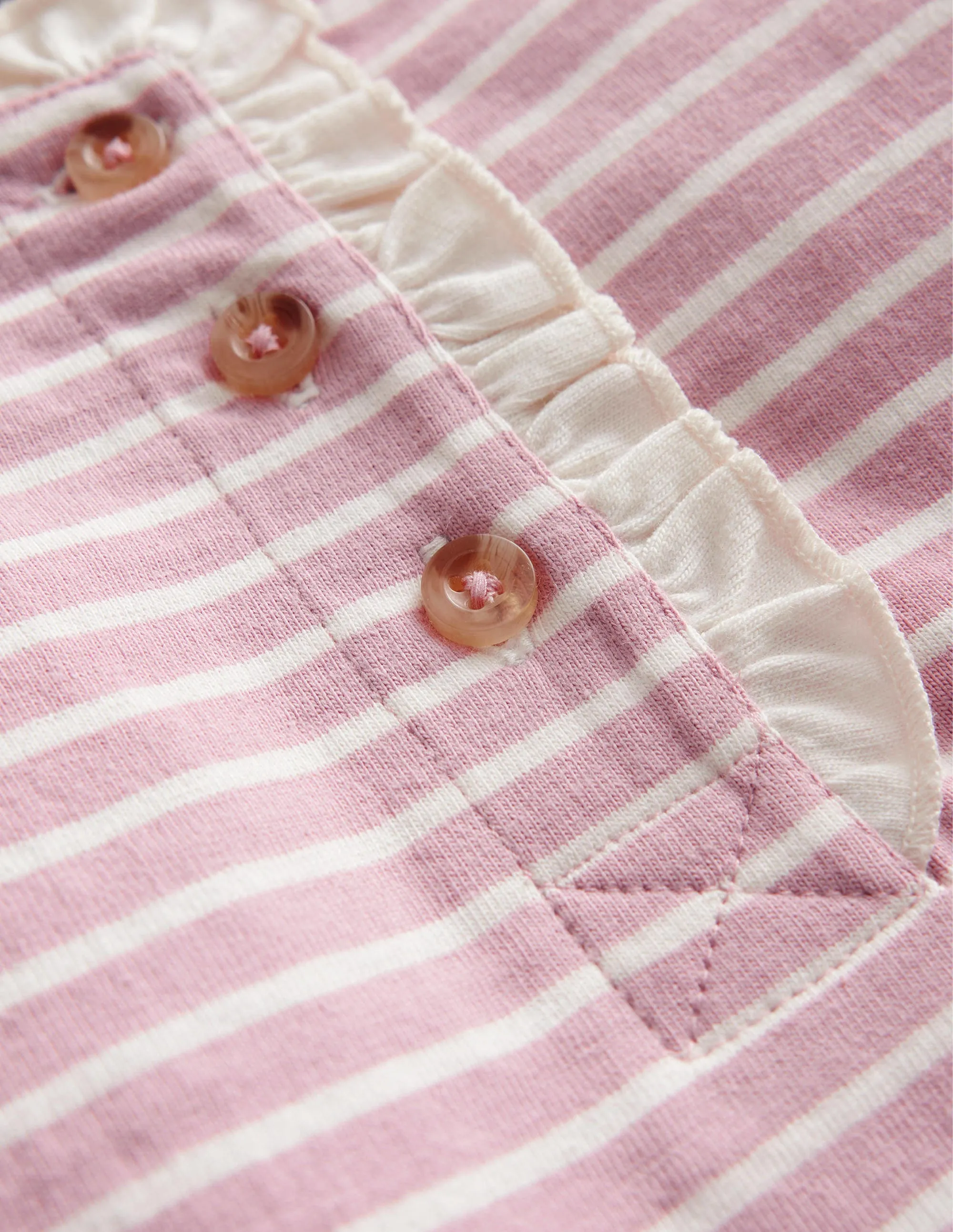 Henley Ruffle Breton Top-Ivory/Vintage Pink