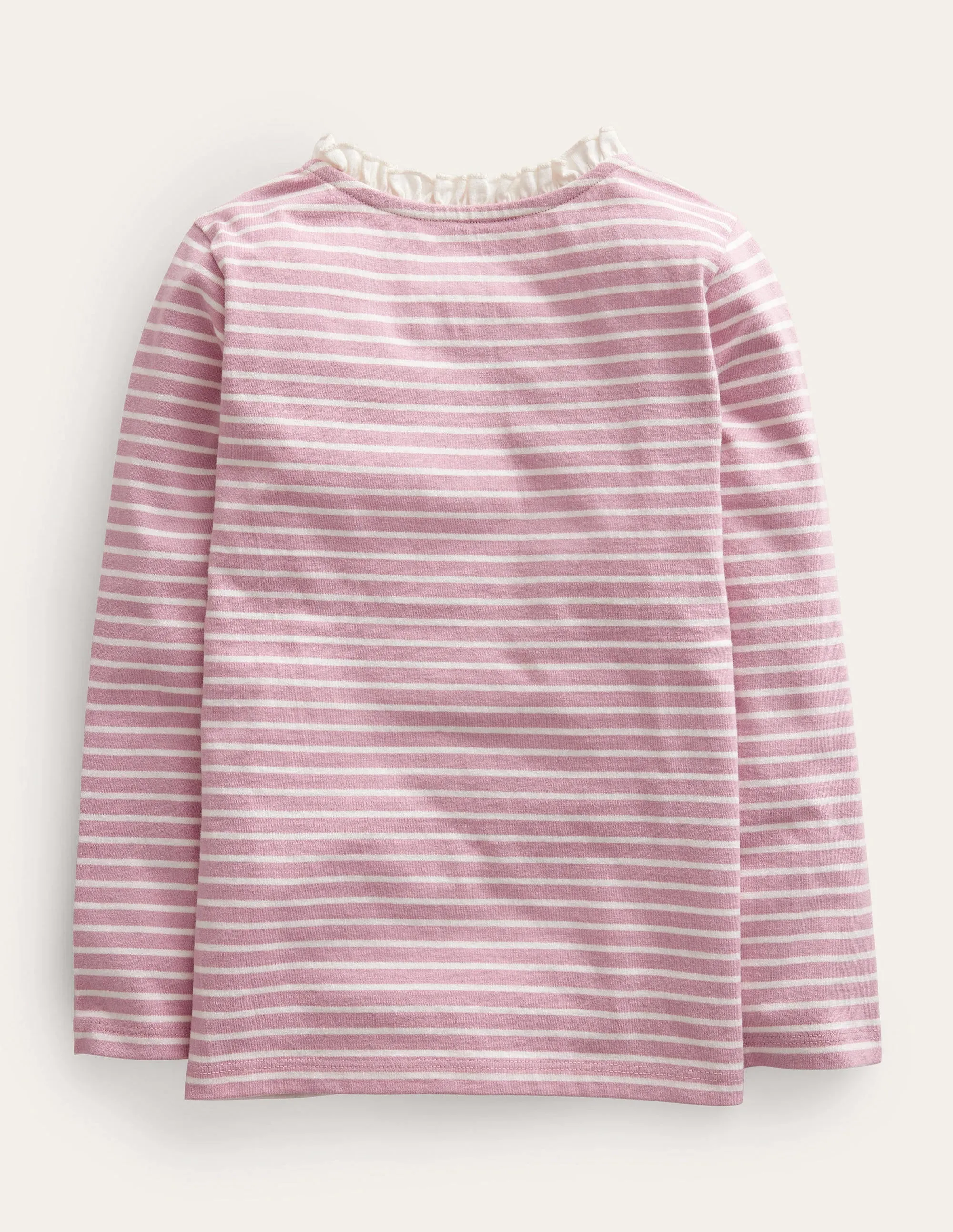 Henley Ruffle Breton Top-Ivory/Vintage Pink