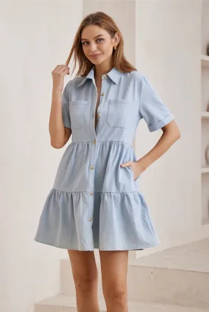 Jayla Mini Dress-Light Blue