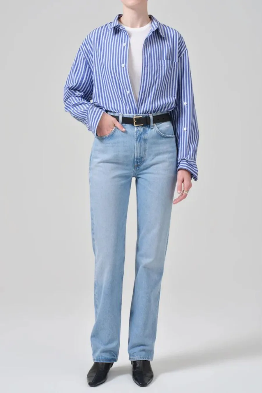 Kayla Shirt Navy Mesa Stripe