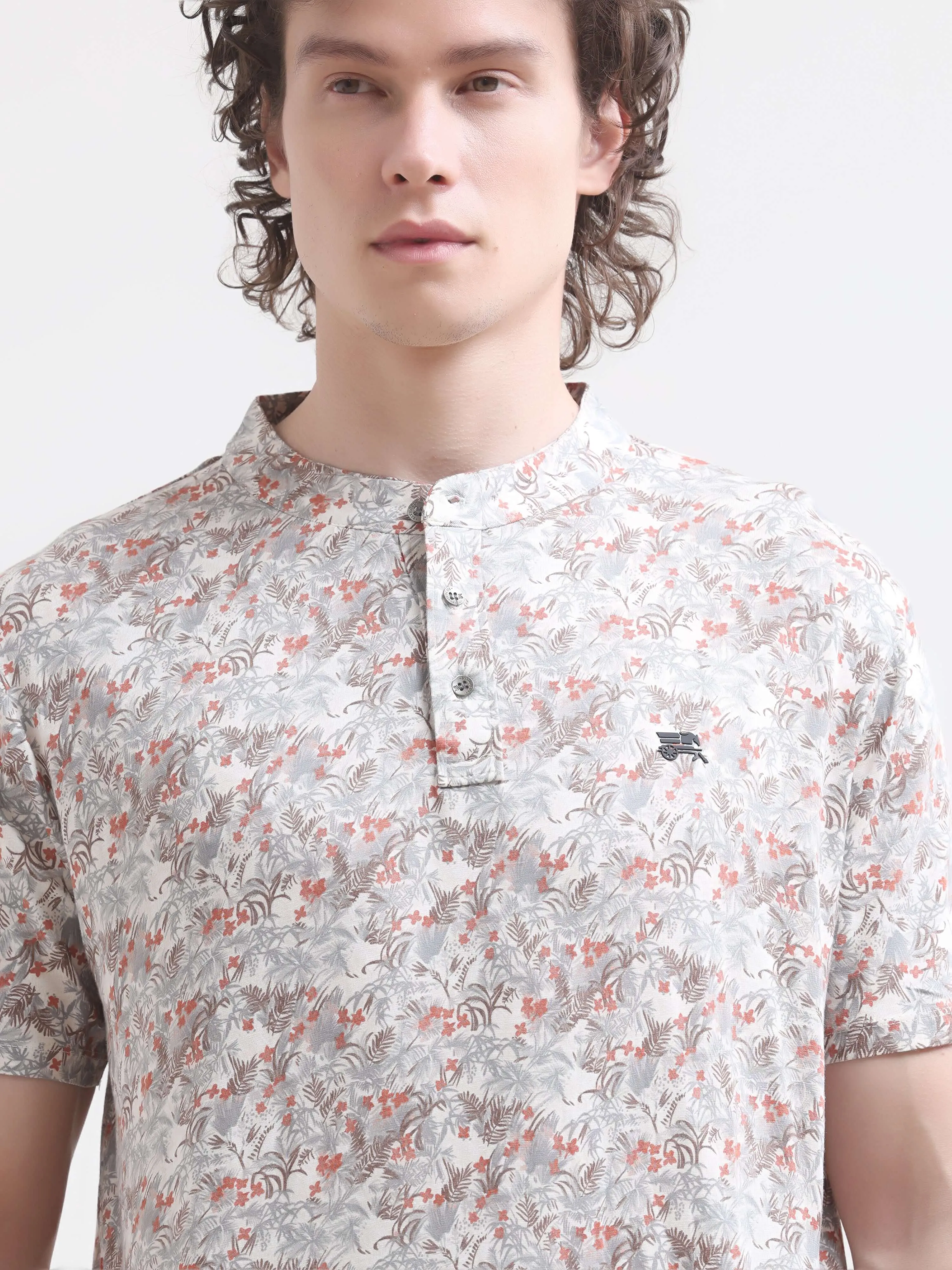 Lim tropical red henley tshirt