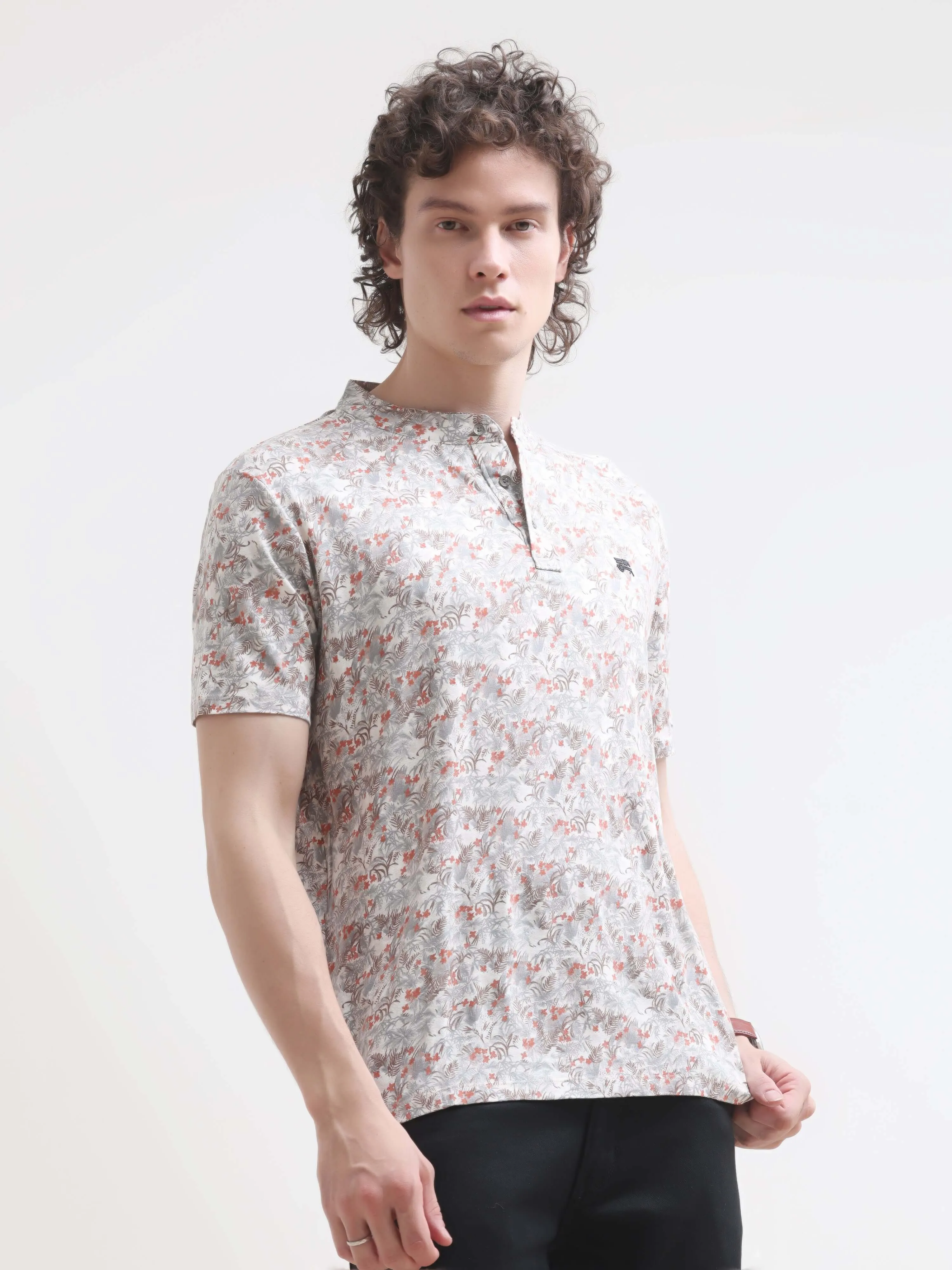 Lim tropical red henley tshirt