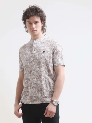 Lim tropical red henley tshirt