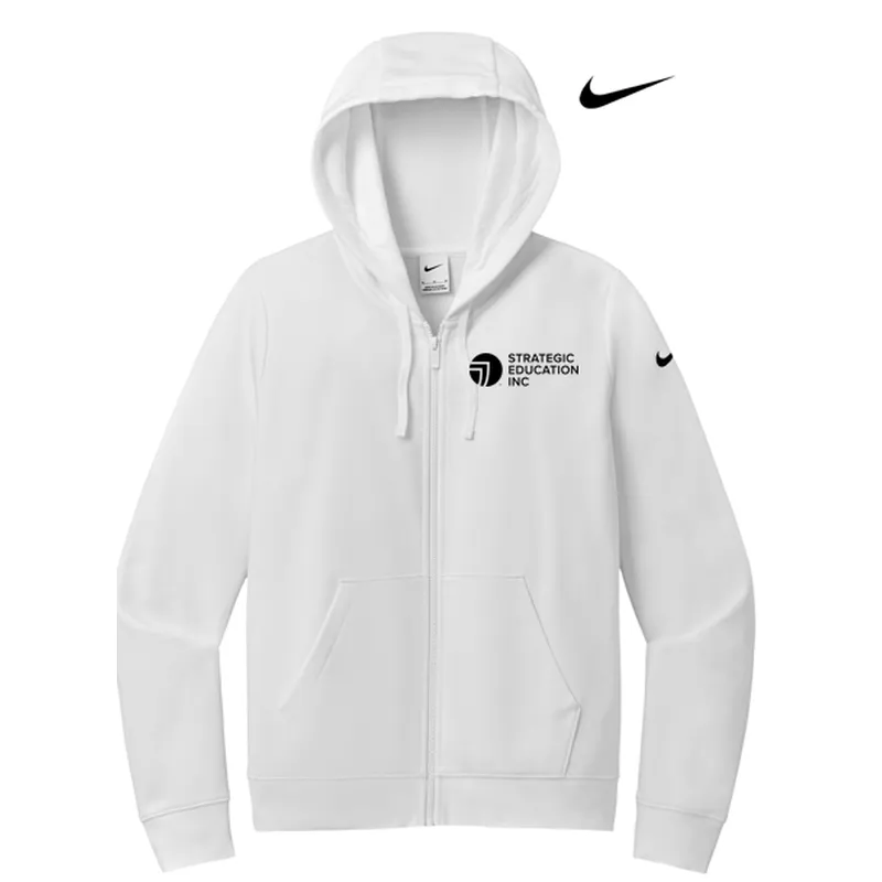 NEW SEI Nike Ladies Club Fleece Sleeve Swoosh Full-Zip Hoodie - White