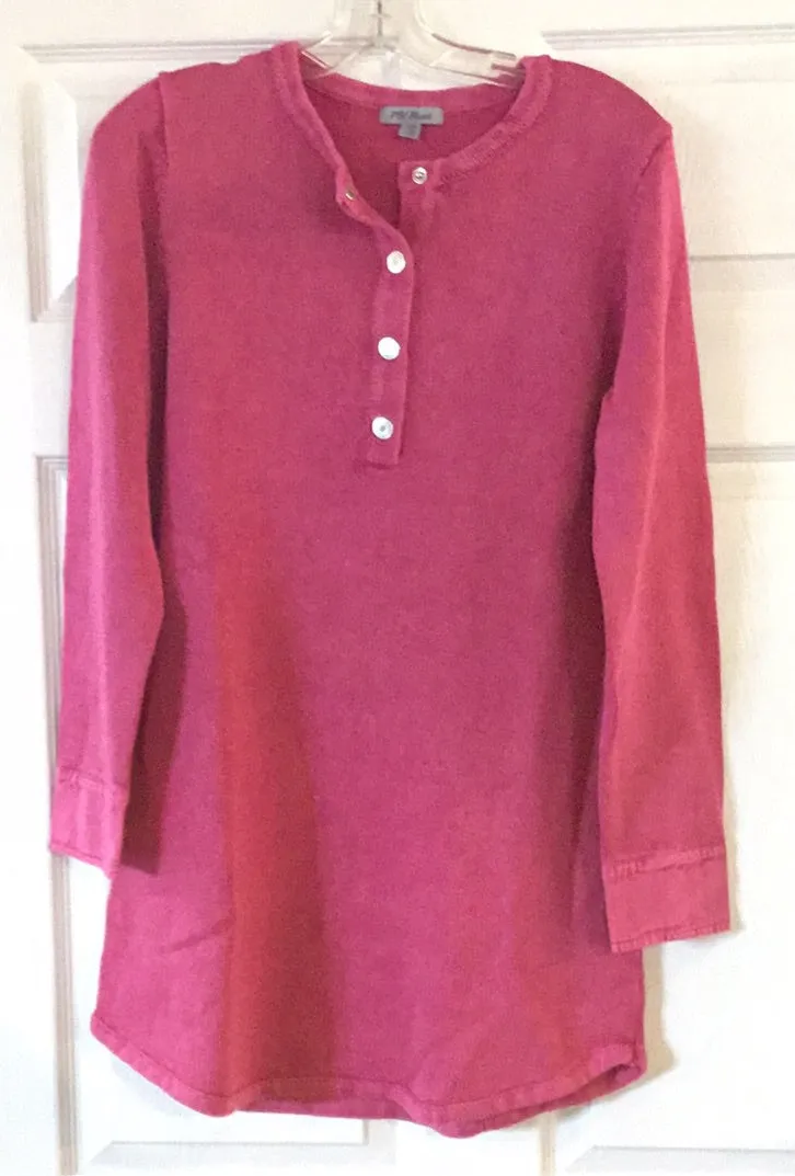 PBJ BL401 Henley Collar Pullover Cranberry Fushia