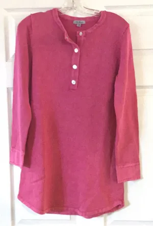 PBJ BL401 Henley Collar Pullover Cranberry Fushia