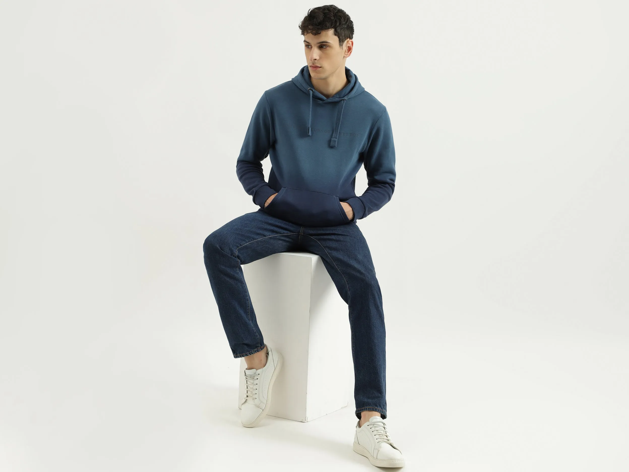 Regular Fit Hooded Neck Ombre Hoodie