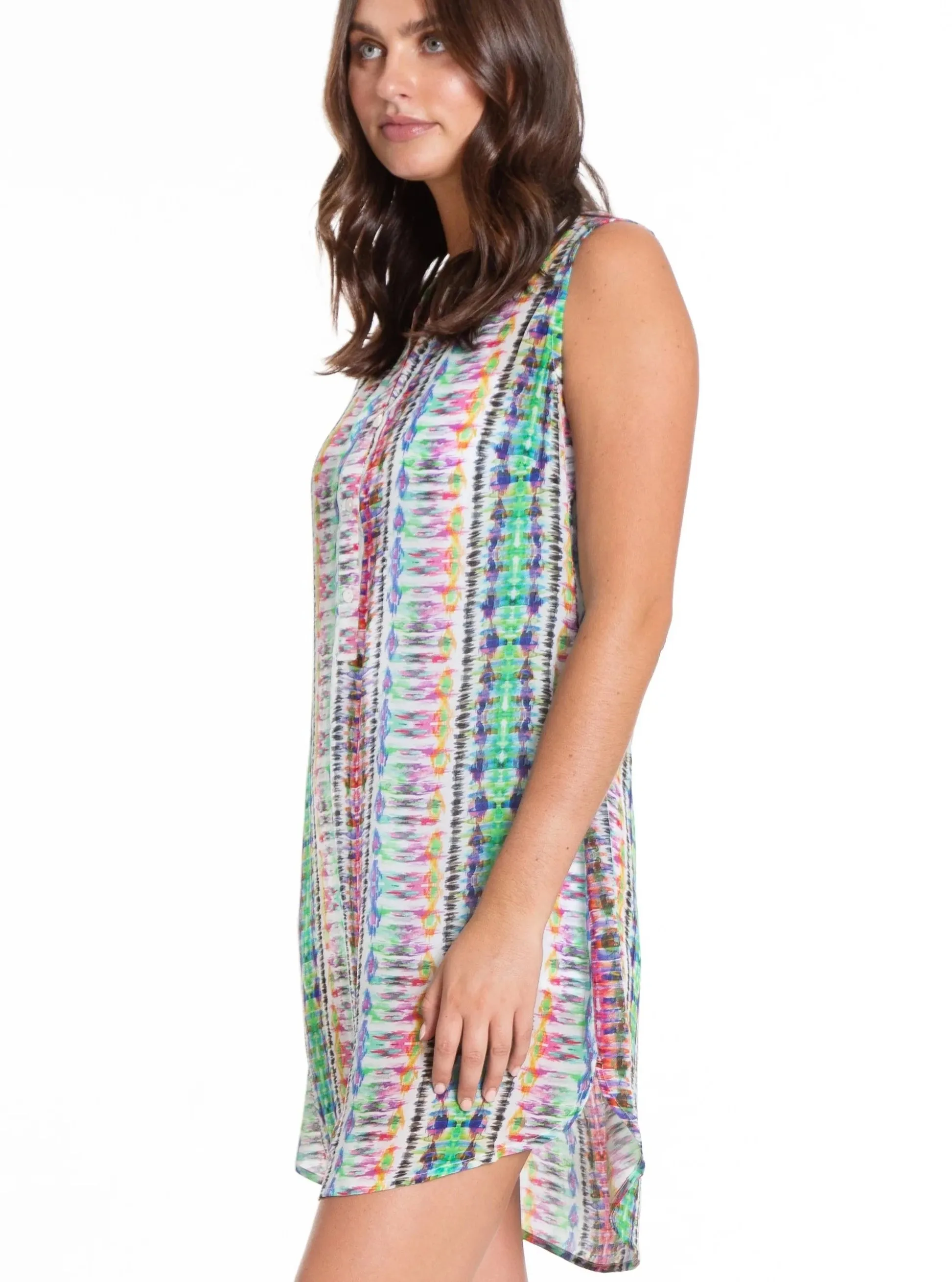 Sleeveless Button Up Dress [Multi Color-B50PA-802NC]