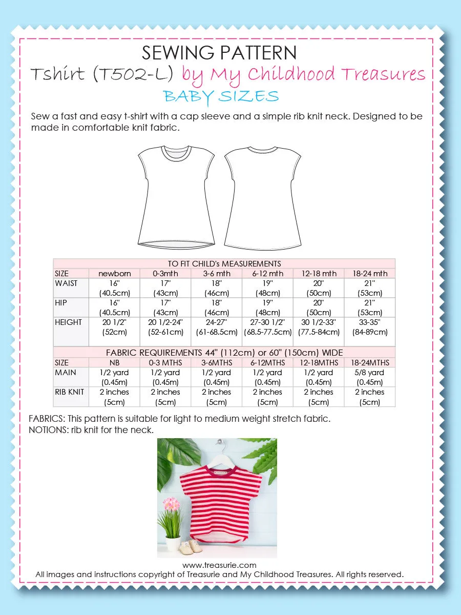 T-Shirt - BABY Cap Sleeve (T502-L)  (0-24 Months)