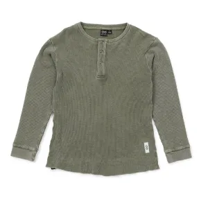 Waffle Henley LS Tee Cypress